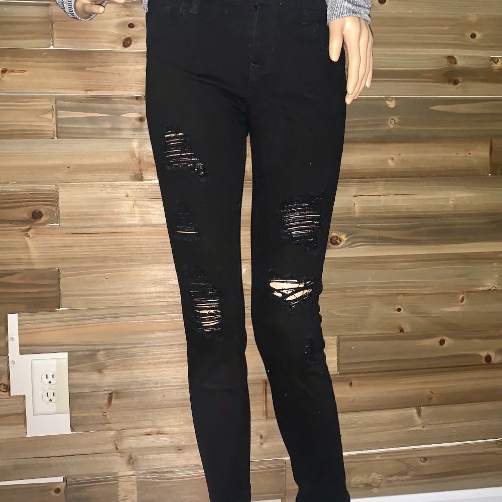 Cello Jeans Black Low Rise Ripped Skinny Jeans